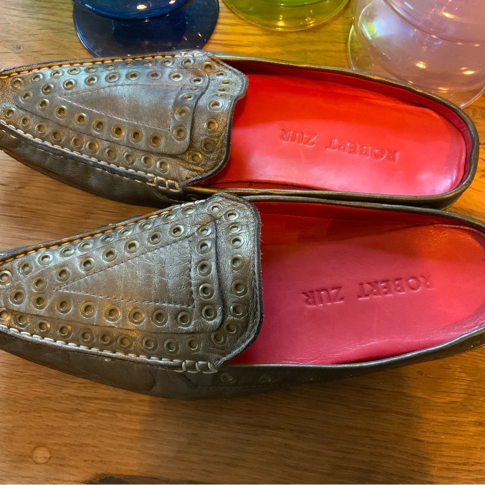 Robert Zur Brown and Gold Flats with Brogue Details